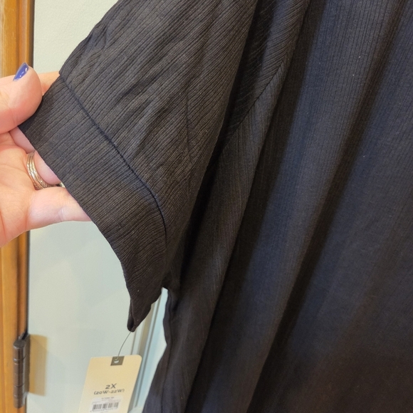 ‼️3/$30‼️Black Ribbed V-Neck Tunic Tee Shirt Women's 2X Plus Size New - Picture 5 of 8